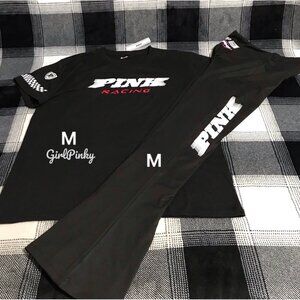 victoria secret PINK RACING flare leggings & SHORT SLEEVE TEE IN SIZE MEDIUM